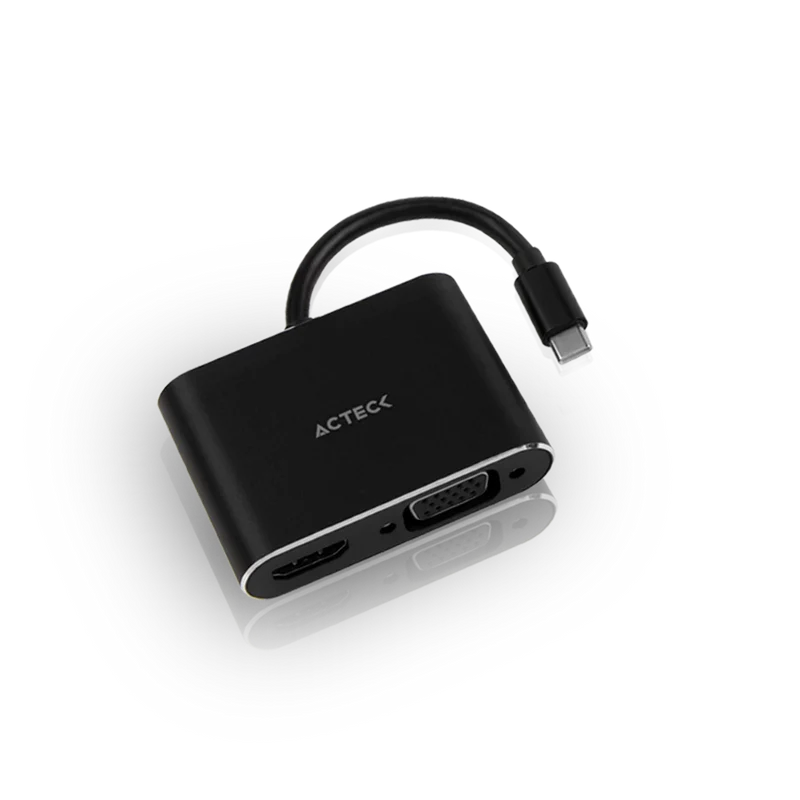 Adaptador Acteck Shift Plus Av420 / Usb C - Hdmi + Vga / 4k / 10 Cm / Negro / Ac-934657
