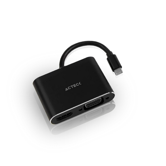 Adaptador Acteck Shift Plus Av420 / Usb C - Hdmi + Vga / 4k / 10 Cm / Negro / Ac-934657