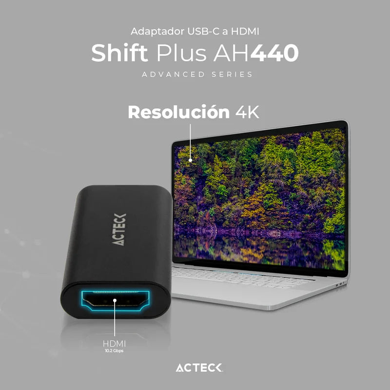 Adaptador Acteck Shift Plus Ah440 / Hdmi A Usb C / 4k / 10 Cm / Negro / Ac-934701