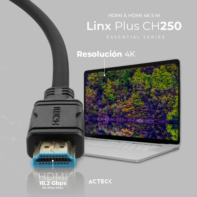 Cable Acteck Linx Plus Ch250 / Hdmi A Hdmi / 4k / 5 M / Negro / Ac-934787