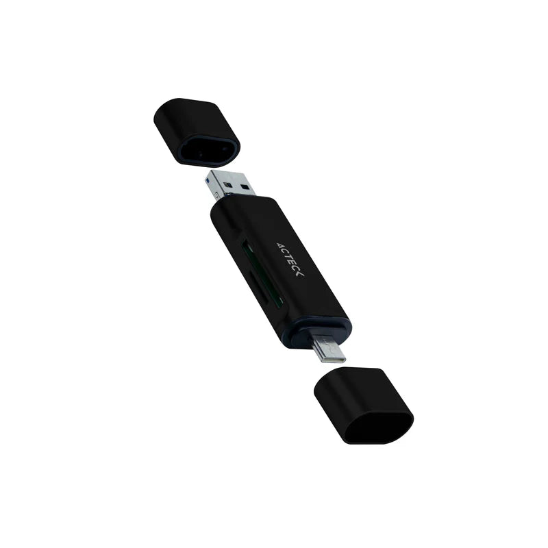 Lector De Memoria Dual Acteck / Usb A - Usb C / Micro Sd/tf / Negro / Ac-934824