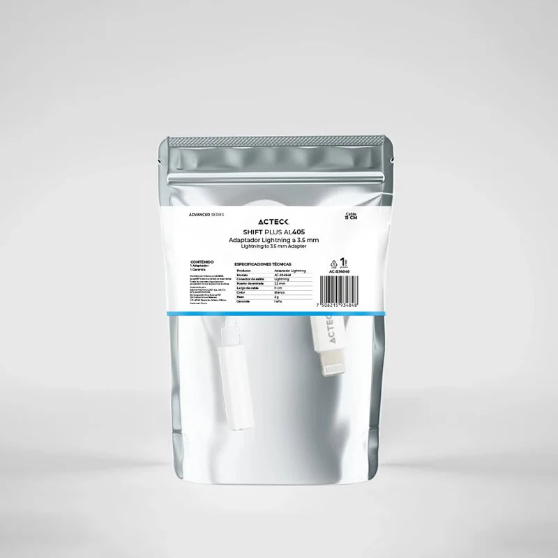 Adaptador Acteck Shift Plus Al405 / Lightning A Aux 3.5 Mm / 11 Cm / Blanco / Ac-934848
