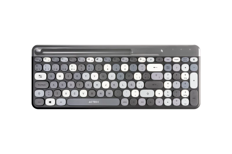 Kit Acteck Creator Chic Mk470 / Teclado Y Mouse / Inalambrico / Receptor Usb / EspaÑol / Ranura Para Dispositivos / Multifuncion / 110 Teclas / Optico / 1600 Dpi / Negro Con Gris / Ac-935180