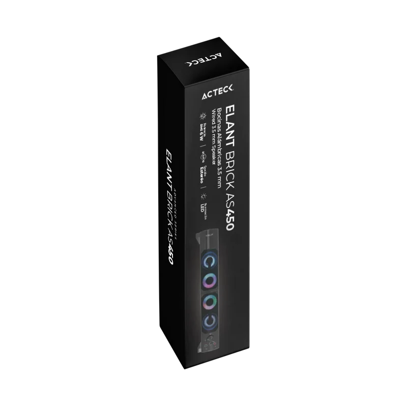 Bocinas Acteck Elant Brick As450 / Alambrica / 6 W Rms / Usb - 3.5mm / Iluminacion Led / Sonido Estereo / Negro / Ac-935258