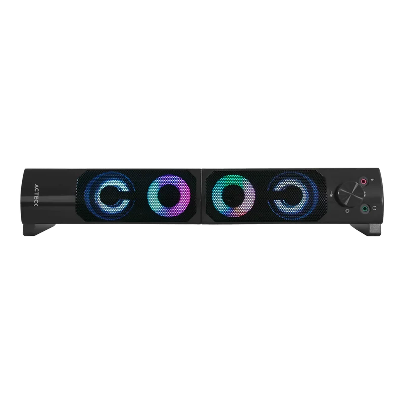 Bocinas Acteck Elant Brick As450 / Alambrica / 6 W Rms / Usb - 3.5mm / Iluminacion Led / Sonido Estereo / Negro / Ac-935258