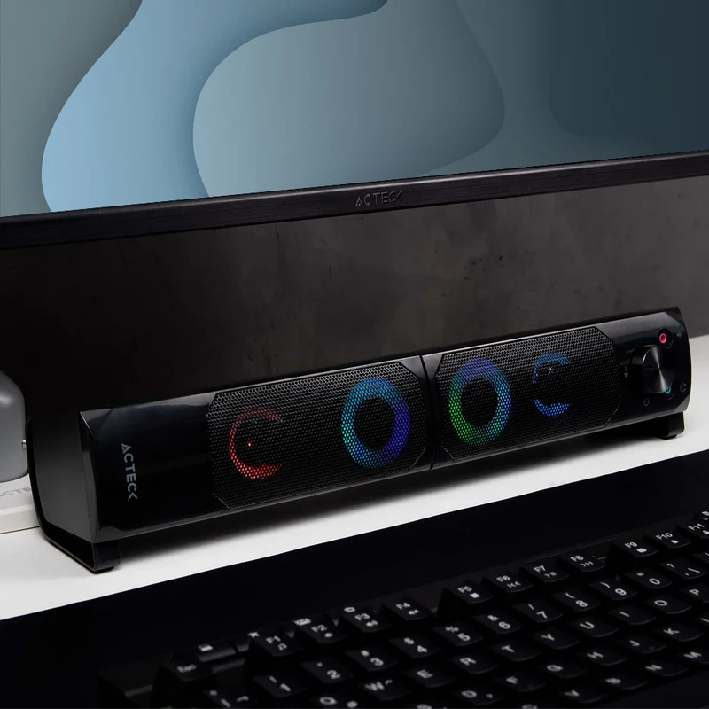 Bocinas Acteck Elant Brick As450 / Alambrica / 6 W Rms / Usb - 3.5mm / Iluminacion Led / Sonido Estereo / Negro / Ac-935258