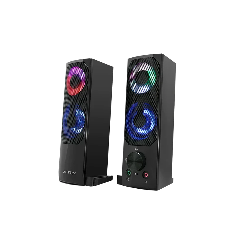Bocinas Acteck Elant Brick As450 / Alambrica / 6 W Rms / Usb - 3.5mm / Iluminacion Led / Sonido Estereo / Negro / Ac-935258