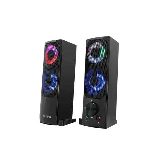 Bocinas Acteck Elant Brick As450 / Alambrica / 6 W Rms / Usb - 3.5mm / Iluminacion Led / Sonido Estereo / Negro / Ac-935258