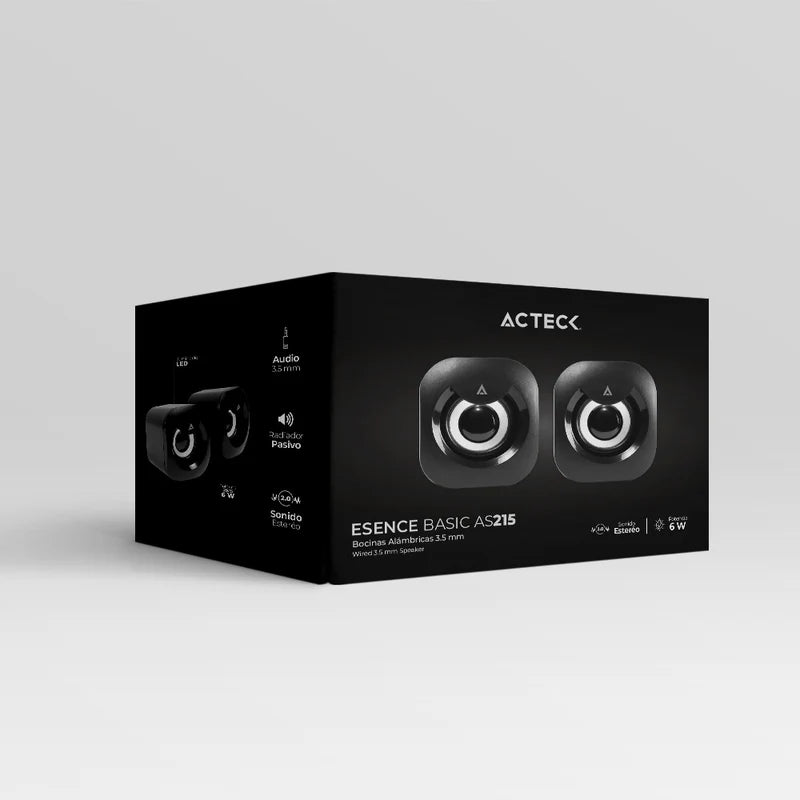 Bocinas Acteck / Esence Basic As215 / Alambrica / Usb / Iluminacion Led / Negro / Ac-935272