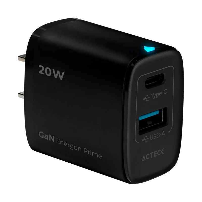 Cargador De Pared Acteck Energon Prime Cp20w / 20w / 1x Usb-c - 1x Usb A / Negro / Ac-935555