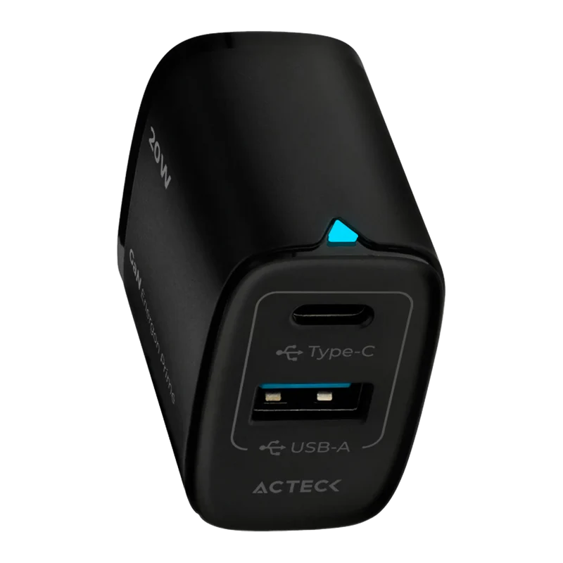 Cargador De Pared Acteck Energon Prime Cp20w / 20w / 1x Usb-c - 1x Usb A / Negro / Ac-935555