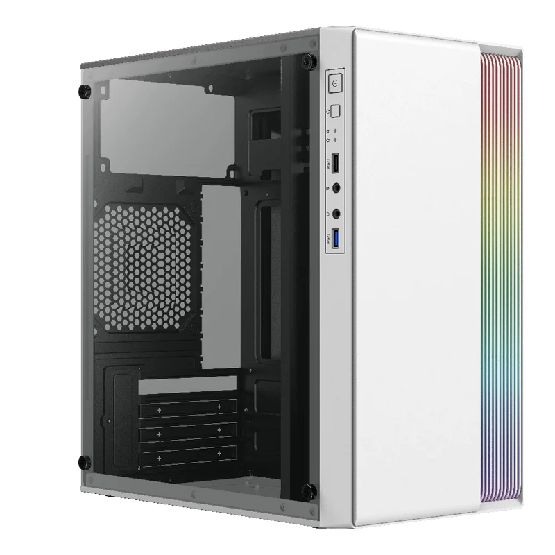 Gabinete Acteck Fusion Ii Gi440 / Mini Torre / Micro Atx, Mini Itx / Fuente De Poder 500w / Panel Acrilico / Metal / Blanco / Ac-935760