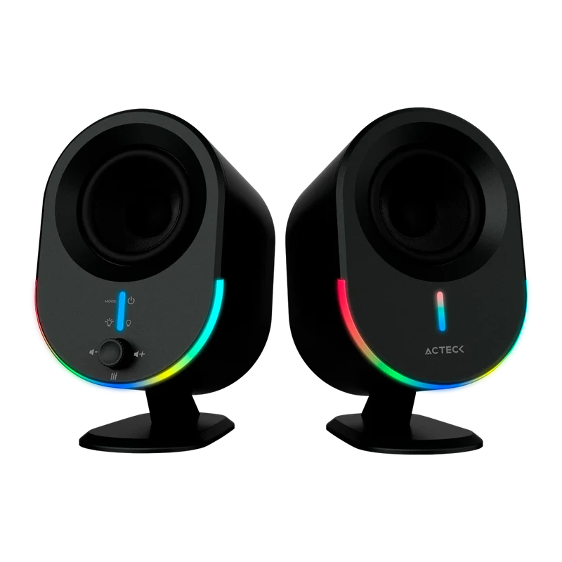 Bocinas Acteck Dynamic Exact Bs630 / Para Escritorio / Indicador De Led / Sonido Estéreo / Inalámbrica / Bluetooth 5.0, Aux 3-5 Mm, Usb / 20 W / Negro/ Ac-935869