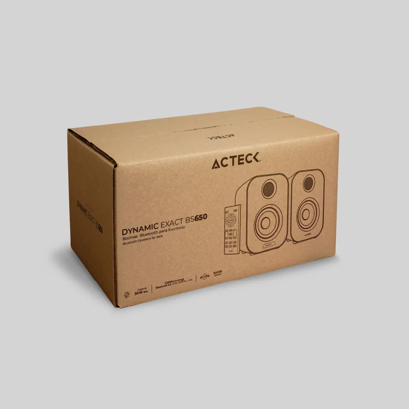 Bocina Acteck Dynamic Exact Bs650 / Bluetooth Para Escritorio / Bluetooth 5.0, Aux 3.5 Mm Y Usb / 50 W / Pantalla Led / Control Remoto / Blanca / Ac-935883