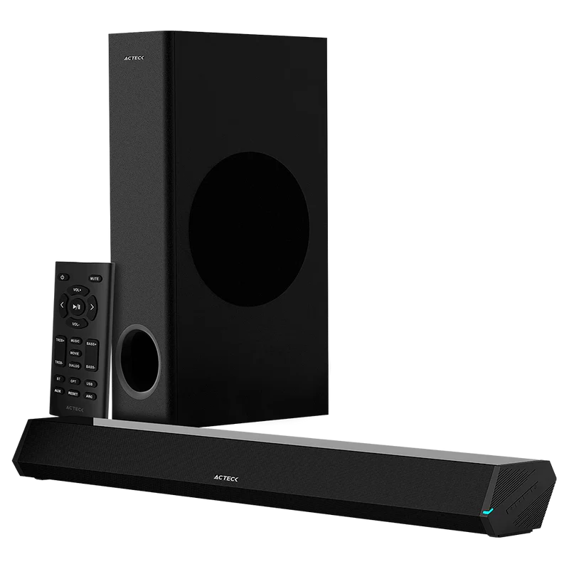 Barra De Sonido Acteck Dynamic Trim Bs670 / Subwoofer / Sonido Estereo / 70 W Rms / Bluetooth + Hdmi Arc + Optico + Aux 3.5mm + Usb / Led Indicador / Control Incluido / Negro / Ac-935913