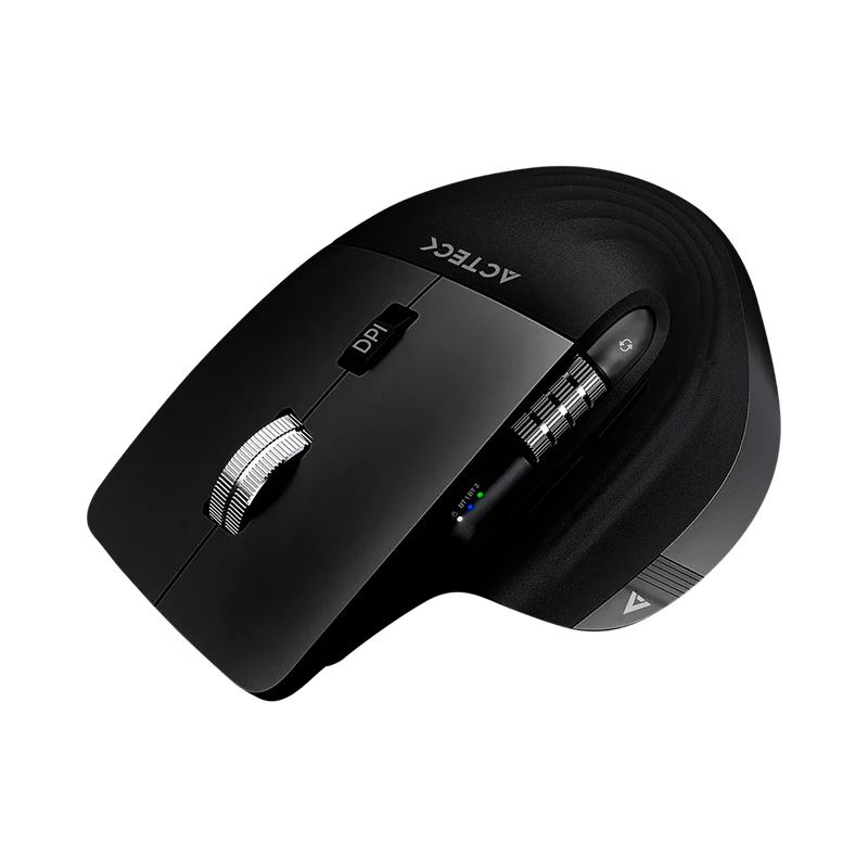 Mouse Acteck Virtuos Pro Mi780 / Vertical / Inalambrico / Dual Bluetooth + Usb / Recargable / Scroll Horizontal / Optico / 8 Botones / 3200 Dpi Ajustable / Negro / Ac-936187