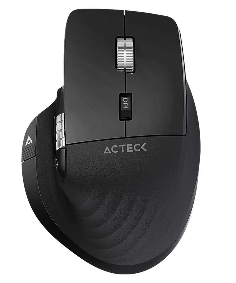 Mouse Acteck Virtuos Pro Mi780 / Vertical / Inalambrico / Dual Bluetooth + Usb / Recargable / Scroll Horizontal / Optico / 8 Botones / 3200 Dpi Ajustable / Negro / Ac-936187