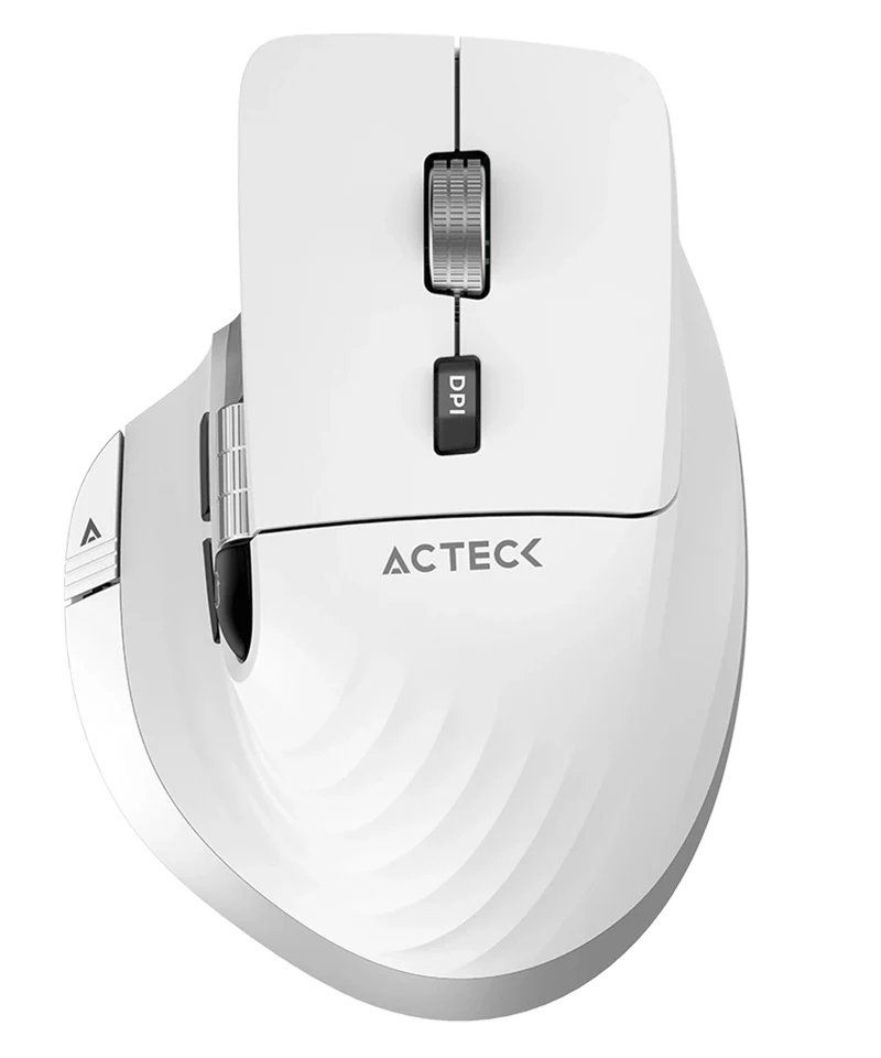 Mouse Acteck Virtuos Pro Mi780 / Vertical / Inalambrico / Dual Bluetooth + Usb / Recargable / Scroll Horizontal / Optico / 8 Botones / 3200 Dpi Ajustable / Blanco / Ac-936194