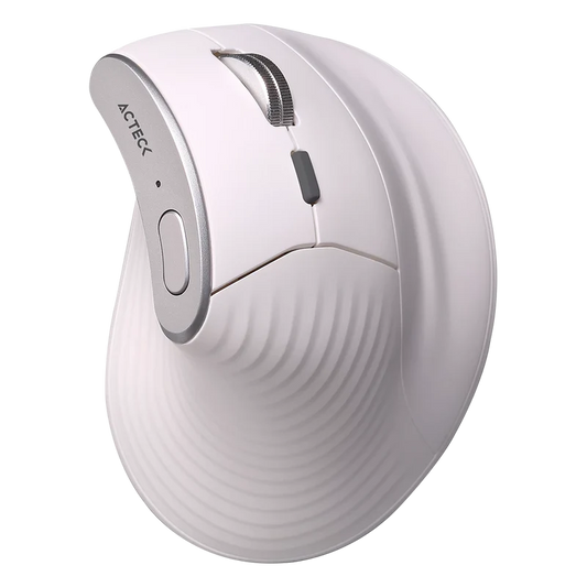Mouse Acteck Virtuos Fitt Pro Mi770 / Vertical / Ergonomico / Inalambrico / Dual - Usb - Bluetooth / Recargable / Optico / 2400 Dpi Ajustable / 8 Botones + Scroll / Blanco / Ac-936217