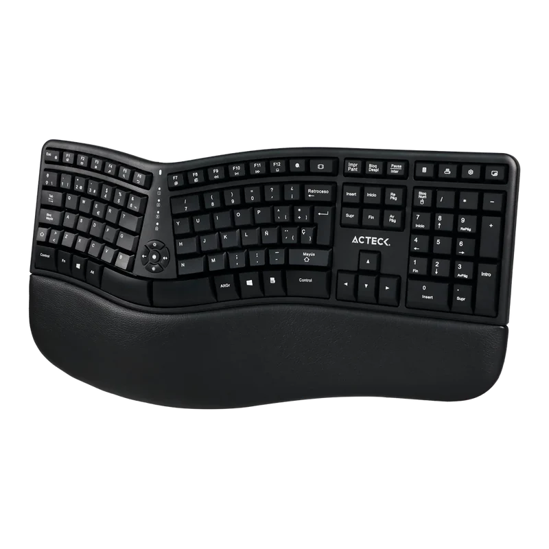 Kit Acteck Creator Virtuos Fitt Mk770 / Teclado Y Mouse Vertical / Inalambrico / Receptor Usb / Recargable / 118 Teclas / EspaÑol / Multimedia / Optico / 2400 Dpi Ajustable / Negro / Ac-936248