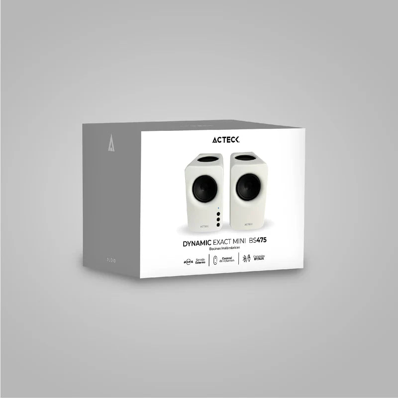 Bocinas Acteck Dynamic Exact Mini Bs475 / Inalambrica / 10 W Rms / Sonido Estereo 2.0 / Conexion Bluetooth - Aux / Control De Volumen / Indicador Led / Blanco / Ac-936378
