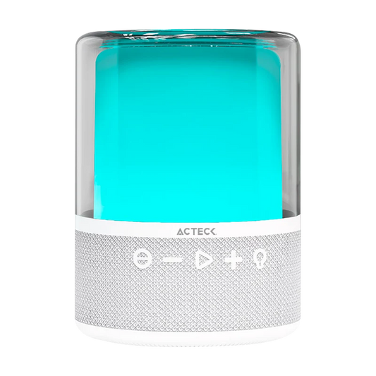 Bocina Acteck Glee Pure Ap50 / Inalambrica / Bluetooth - Conexion Tws  3.5 Mm / Sonido Estereo / 10 W / Iluminacion Led / Subwoofer / Blanco / Ac-936415