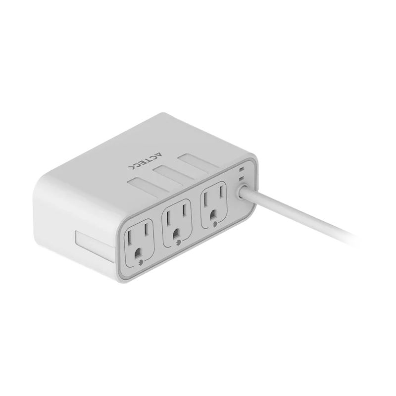Cargador Acteck Energon Mate Ce676 / ExtensiÓn De Escritorio / 2 X Usb / 2 X Tipo C / 3 X Contactos / Supresor De Picos / Blanco / Indicador Led / Resistente Al Fuego / 1.85 M / Ac-936521