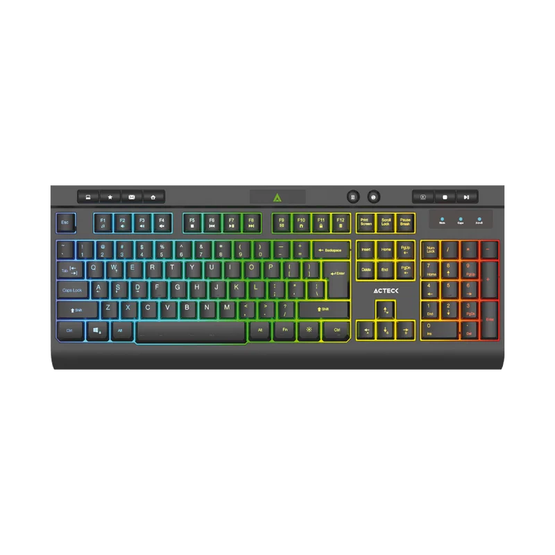 Teclado Acteck Aurean Pro Ta477g / Alambrico Usb / Multimedia / Iluminacion Rgb / Anti-ghosting / 105 Teclas/ Membrana / EspaÑol / Negro / Ac-936743