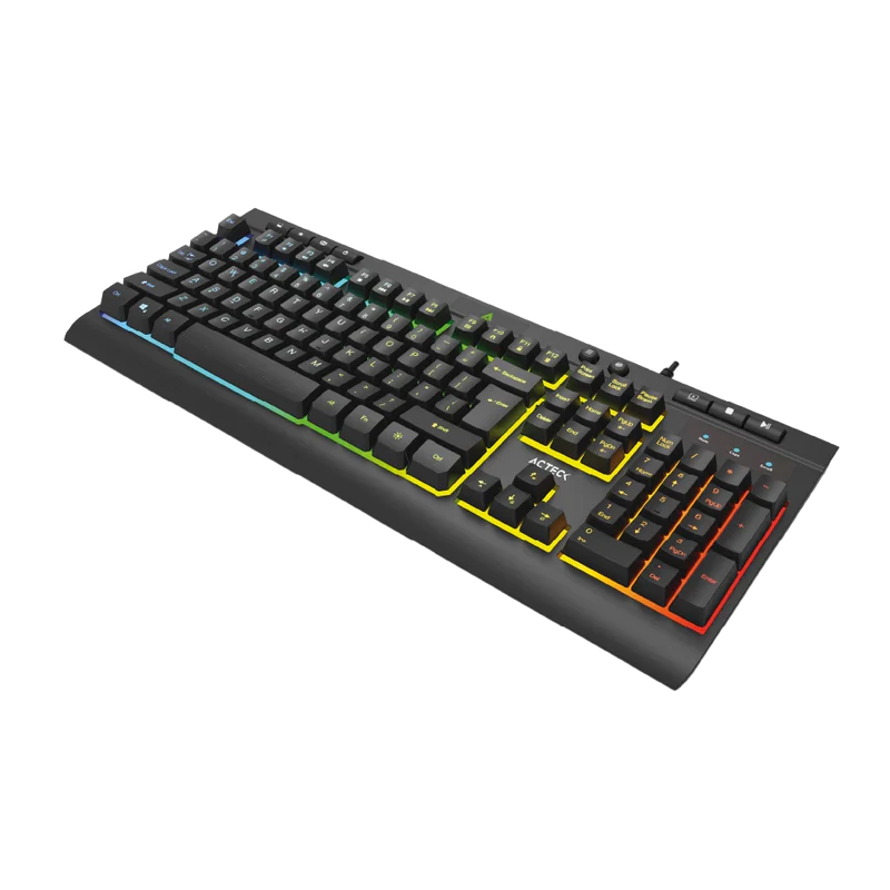 Teclado Acteck Aurean Pro Ta477g / Alambrico Usb / Multimedia / Iluminacion Rgb / Anti-ghosting / 105 Teclas/ Membrana / EspaÑol / Negro / Ac-936743