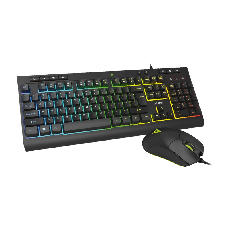 Kit Acteck Creator Aurean Pro Mk477g / Teclado Y Mouse / Alambrico / Iluminacion Led / 105 Teclas / Anti-gosting / Multimedia / Optico / 8000 Dpi Ajustable / 7 Botones / Negro / Ac-936750