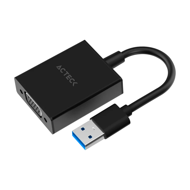 Adaptador Acteck  Shift Plus Av410 / Video Usb 3.0 / Usb A Vga / Macho A Hembra / Negro / Ac-937108