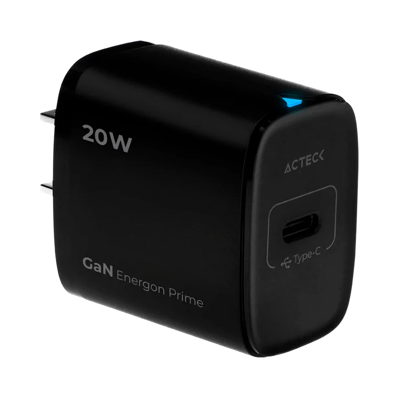 Cargador De Pared Acteck Energon Prime Cp415 / 20w / Usb C / Carga Rapida / Negro / Ac-937122