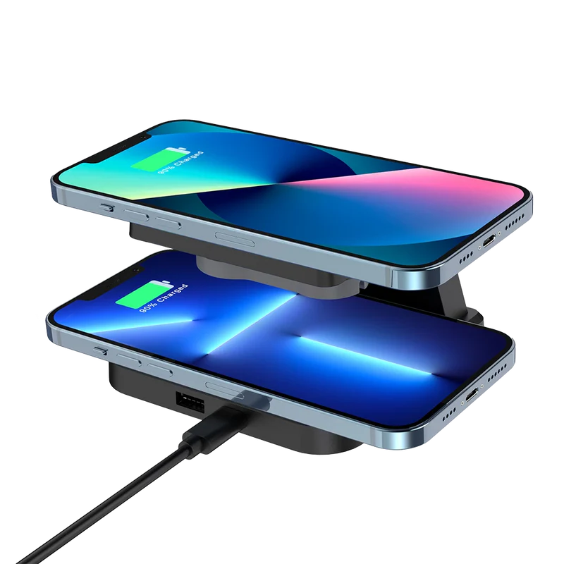 Cargador Acteck Energon S-mate Ci730 / Inalambrico Qi / 3w - 15 W / Apple - Samsung / 3 Dispositivos / Reloj Digital / Negro / Ac-937146