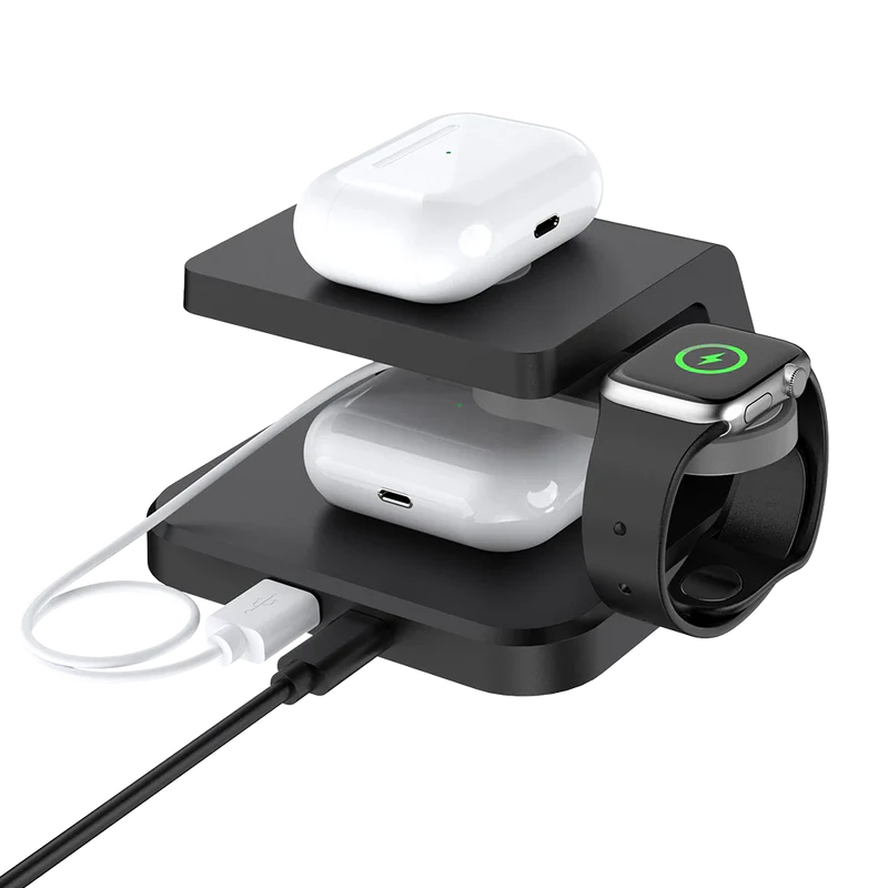 Cargador Acteck Energon S-mate Ci730 / Inalambrico Qi / 3w - 15 W / Apple - Samsung / 3 Dispositivos / Reloj Digital / Negro / Ac-937146