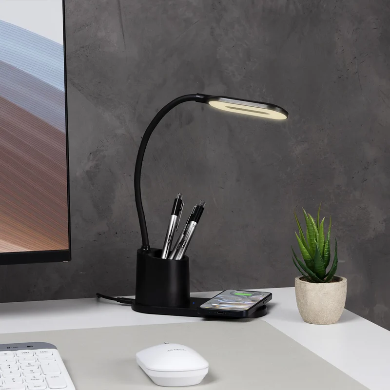 Cargador Acteck Energon Lumimate Ci711 / Inalambrico Qi / 15 W / Apple - Samsung / Qi / 1 Dispositivo / Incluye Lampara / Negro / Ac-937184