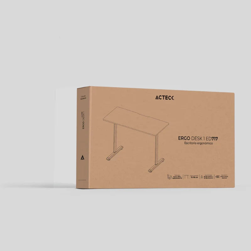Escritorio Acteck Ergo Desk 1 Ed717 / Ergonomico / Control Inteligente / Altura Ajustable / Hasta 80 Kg / Blanco / Ac-937306