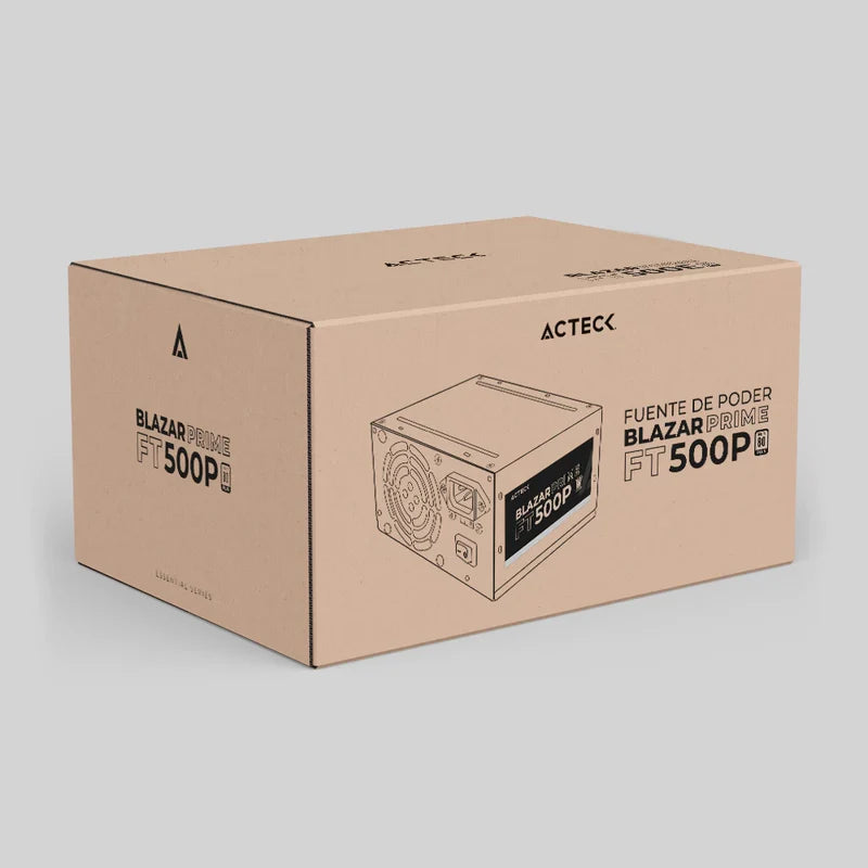 Fuente De Poder Acteck Blazar Prime Ft500p / Atx / 500 W / No Modular / Ventilador 80 Mm / 1 AÑos De Garantia / Negro / Ac-938143
