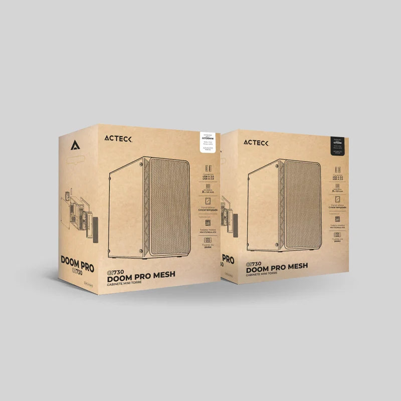 Gabinete Acteck Doom Pro Mesh Gi730m / Mini Torre / Mini Itx, Micro Atx / Fuente De Poder 600 W / Panel Cristal Templado / Ventilador Frgb / 3 AÑos De Garantia / Blanco / Ac-939256