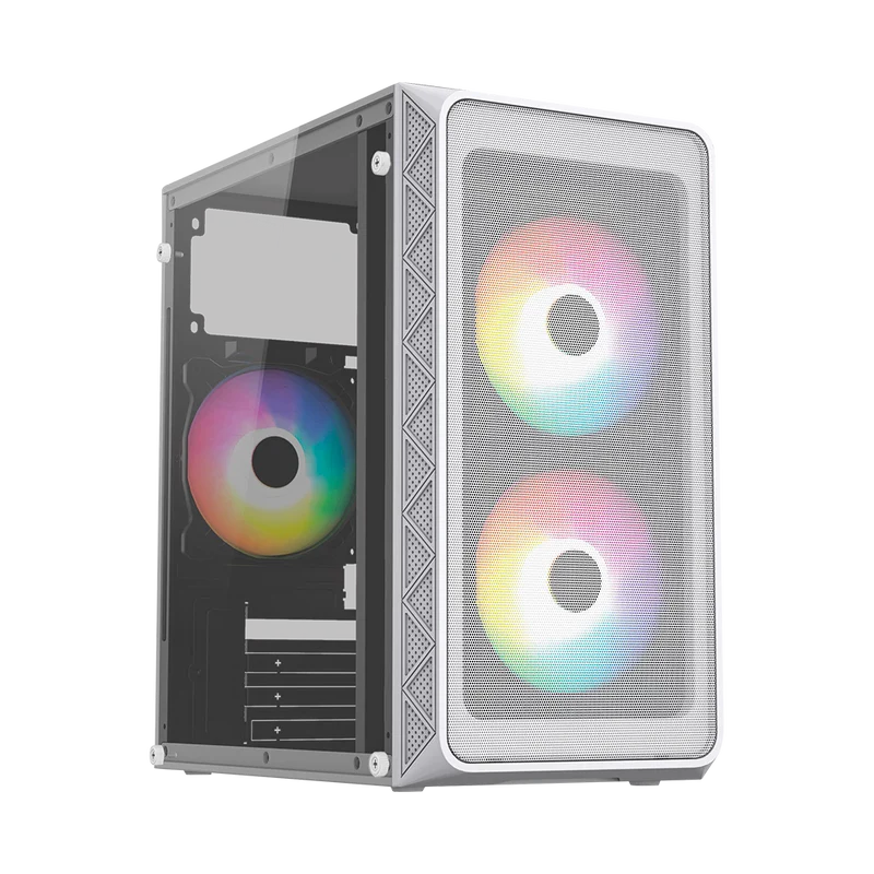 Gabinete Acteck Doom Pro Mesh Gi730m / Mini Torre / Mini Itx, Micro Atx / Fuente De Poder 600 W / Panel Cristal Templado / Ventilador Frgb / 3 AÑos De Garantia / Blanco / Ac-939256