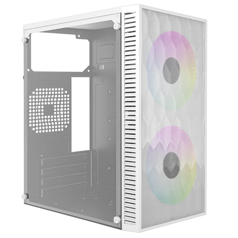 Gabinete Acteck Fuji Gc470 / Mini Torre / Micro Atx , Mini Itx / Fuente 500w / Incluye 2 Ventiladores 120 Mm / Panel Izq Acrilico + Frente Mesh / Blanco / Ac-939515