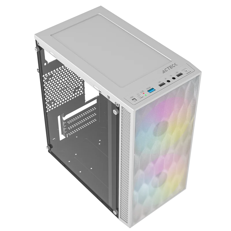 Gabinete Acteck Fuji Gc470 / Mini Torre / Micro Atx , Mini Itx / Fuente 500w / Incluye 2 Ventiladores 120 Mm / Panel Izq Acrilico + Frente Mesh / Blanco / Ac-939515