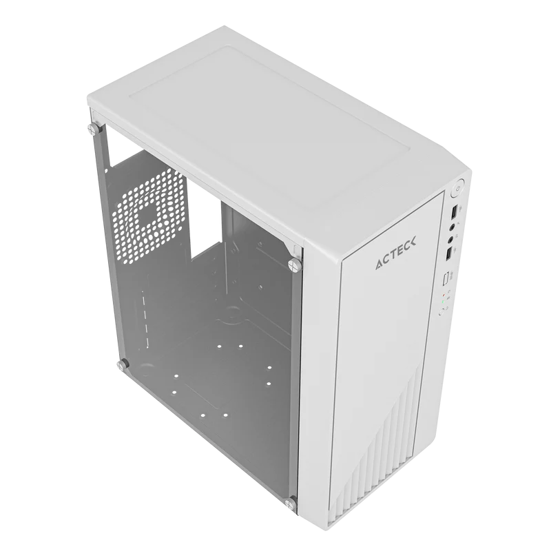 Gabinete Acteck Kioto Gc220 / Mini Torre / Micro Atx, Mini Itx / Fuente 500w / Panel Izq Acrilico + Frente Mesh / Blanco / Ac-939522