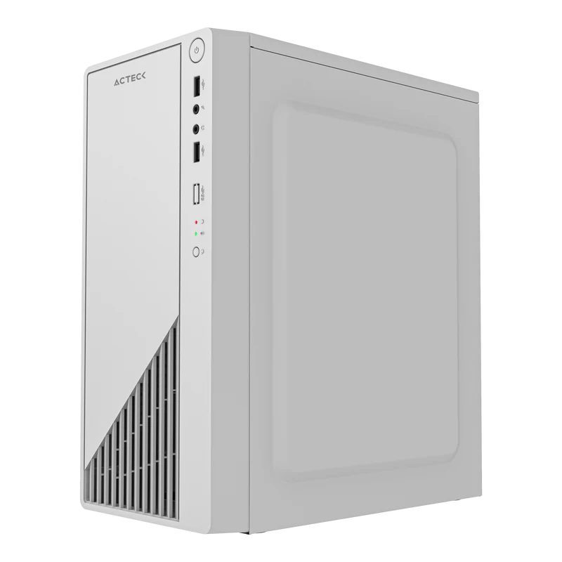 Gabinete Acteck Kioto Gc220 / Mini Torre / Micro Atx, Mini Itx / Fuente 500w / Panel Izq Acrilico + Frente Mesh / Blanco / Ac-939522