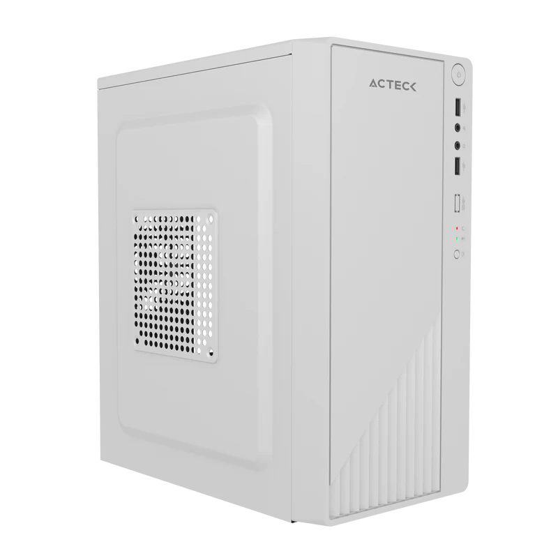 Gabinete Acteck Kioto Gc220f / Mini Torre / Micro Atx, Mini Itx / Fuente 500w / Full Metalico + Frente Solido / Blanco / Ac-939546