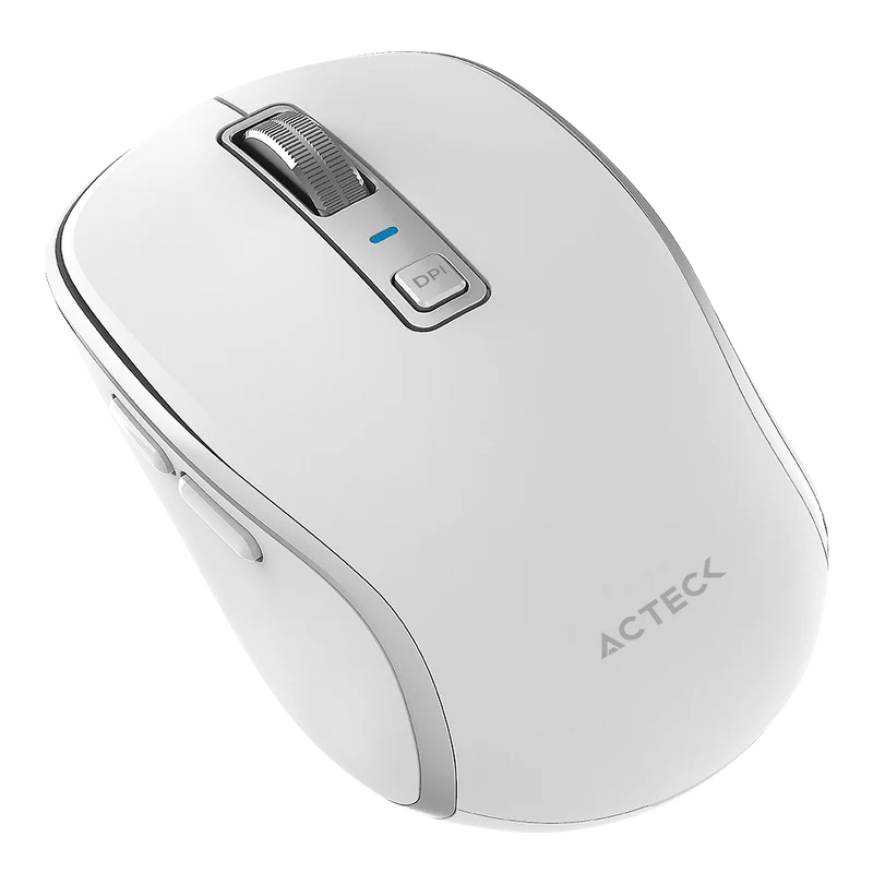 Mouse Acteck Optimize Trip Pro Mi580 / Inalambrico / 1600 Dpi Ajustable / 6 Botones + Scroll / Recargable / Dual Dongle Usb 2.4 Ghz + 2 Bluetooth / Win + Mac + Android / Blanco / Ac-939607