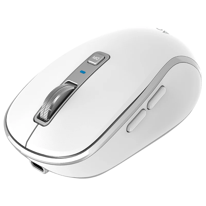 Mouse Acteck Optimize Trip Pro Mi580 / Inalambrico / 1600 Dpi Ajustable / 6 Botones + Scroll / Recargable / Dual Dongle Usb 2.4 Ghz + 2 Bluetooth / Win + Mac + Android / Blanco / Ac-939607