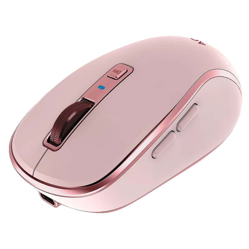 Mouse Acteck Optimize Trip Pro Mi580 / Inalambrico / 1600 Dpi Ajustable / 6 Botones + Scroll / Recargable / Dual Dongle Usb 2.4 Ghz + 2 Bluetooth / Win + Mac + Android / Rosa / Ac-939614