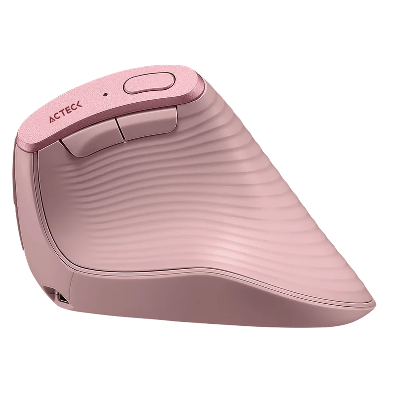 Mouse Acteck Virtuos Fitt Pro Mi770 / Vertical / Ergonomico / Inalambrico Dual  / Dongle Usb 2.4 Ghz  + 2 Bluetooth / Recargable / Optico / 2400 Dpi Ajustable / 8 Botones + Scroll / Rosa / Ac-939638