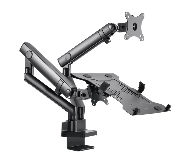 Soporte Acteck Enforce Motion Sm636 / Para Monitor 17-32 Pulg Y Laptop 10-15.6 Pulg / Rotacion Ajustable / Vesa 75-100mm / Adaptador De Escritorio / Max 8 Kg Por Brazo / Negro / Ac-939645
