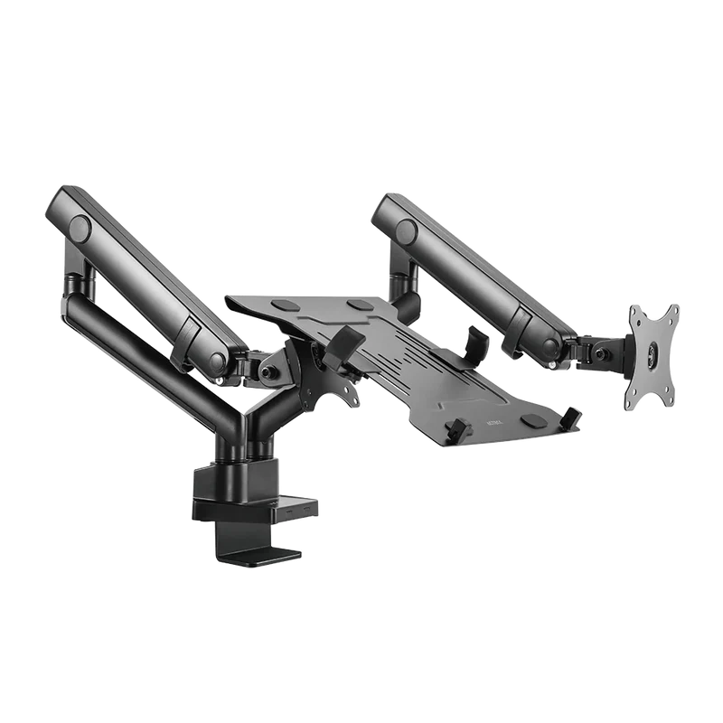Soporte Acteck Enforce Motion Sm636 / Para Monitor 17-32 Pulg Y Laptop 10-15.6 Pulg / Rotacion Ajustable / Vesa 75-100mm / Adaptador De Escritorio / Max 8 Kg Por Brazo / Negro / Ac-939645